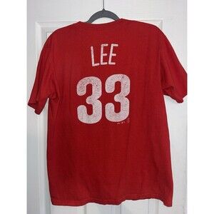 Cliff Lee Philadelphia Phillies Majestic T-Shirt Adult Medium Red #33 MLB Tee
